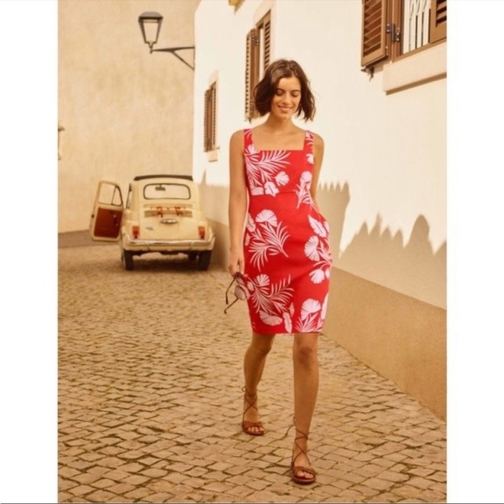 NEW Boden Yolanda Sleeveless Cotton Shift Dress in Red